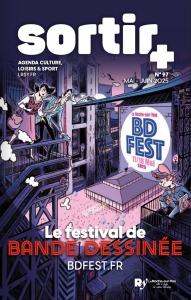 Première page de la brochure Sortir+ du magazine de la Roche-sur-Yon de Mai/Juin 2025 avec les actus et l'agenda du Territoire.
